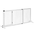 PAWHUT - Barrière de sécurité chien barrière autoportante longueur réglable porte verrouillable intégrée dim. 113-166L x 36l x 71H cm sapin blanc - vignette