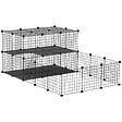 PAWHUT - Cage parc enclos rongeurs modulable dim. L 175 x l 105 x H 70 cm 2 niveaux 2 portes rampe résine PP fil métallique noir - vignette