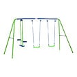 OUTSUNNY - Balançoire 3 agrès portique avec 2 balançoires et face à face dim. 2,8L x 1,4l x 1,78H m métal époxy anticorrosion PE vert bleu - vignette