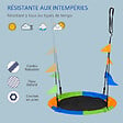 OUTSUNNY - Balançoire nid d'oiseau ronde balançoire panier Ø 100 cm 2 anneaux inclus métal époxy PP Oxford haute densité drapeaux multicolores - vignette