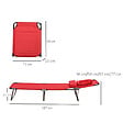 OUTSUNNY - Bain de soleil pliable transat inclinable 4 positions chaise longue de lecture 3 coussins fournis rouge - vignette