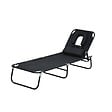 HOMCOM - Transat de jardin chaise longue pliante bain de soleil pour lecture noir - vignette