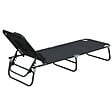 HOMCOM - Transat de jardin chaise longue pliante bain de soleil pour lecture noir - vignette