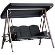OUTSUNNY - Balancelle de jardin 3 places grand confort toit inclinaison réglable coussins plateaux rétractables polyester filé noir - vignette