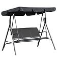 OUTSUNNY - Balancelle de jardin 3 places grand confort toit imperméabilisé inclinaison réglable assise et dossier ergonomique acier textilène gris - vignette