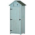 OUTSUNNY - Armoire abri de jardin remise pour outils 3 étagères 2 portes loquets toit pente bitumé 77L x 54l x 179H cm sapin traité bleu - vignette