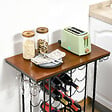 HOMCOM - Homcom Étagère Style Industriel Étagère Porte Bouteilles Casier À Vin 24 Bouteilles Support Verres À Vin Intégré 6 Max. Métal Noir Mdf Aspect Bois Noyer - vignette