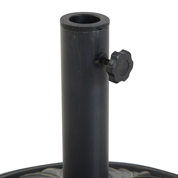 OUTSUNNY - Pied de parasol rond base de lestage Ø 48 x 34H cm ciment HDPE motif fleurs de lys poids net 13 Kg noir doré - large