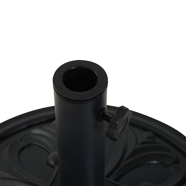 OUTSUNNY - Pied de parasol rond base de lestage Ø 48 x 34H cm ciment HDPE motif fleurs de lys poids net 13 Kg noir - large