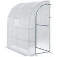 OUTSUNNY - Serre de jardin adossée serre adossée dim. 2L x 1l x 2,13H m 4 étagères 2 portes zippées 1 fenêtre acier PE haute densité blanc - vignette