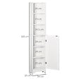 HOMCOM - Meuble colonne salle de bain 3 niches placard porte persienne 3 étagères MDF panneaux de particules blanc - vignette