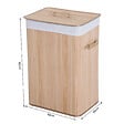 HOMCOM - Panier à linge corbeille à linge bac à linge bambou pliable couvercle sac amovible 3 poignées PU 40L x 30l x 60H cm beige - vignette