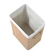 HOMCOM - Panier à linge corbeille à linge bac à linge bambou pliable couvercle sac amovible 3 poignées PU 40L x 30l x 60H cm beige - vignette