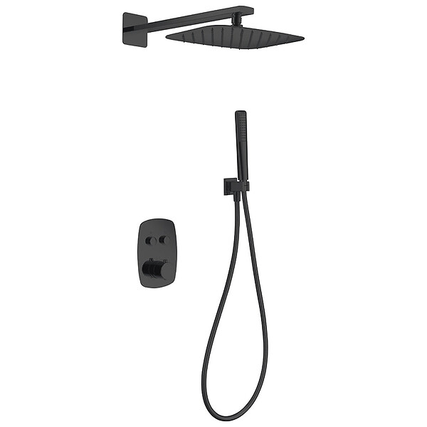 IMEX PRODUCTS - Kit de douche thermostatique encastré HIDRA noir mat - large