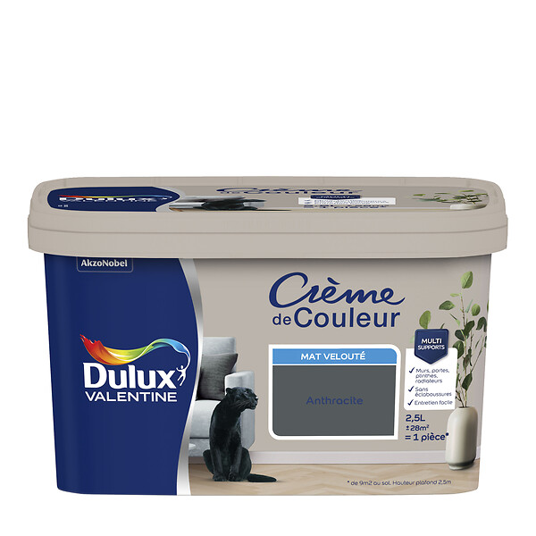 DULUX VALENTINE - Peinture Crème de Couleur - Anthracite - Mat - 2,5L - large