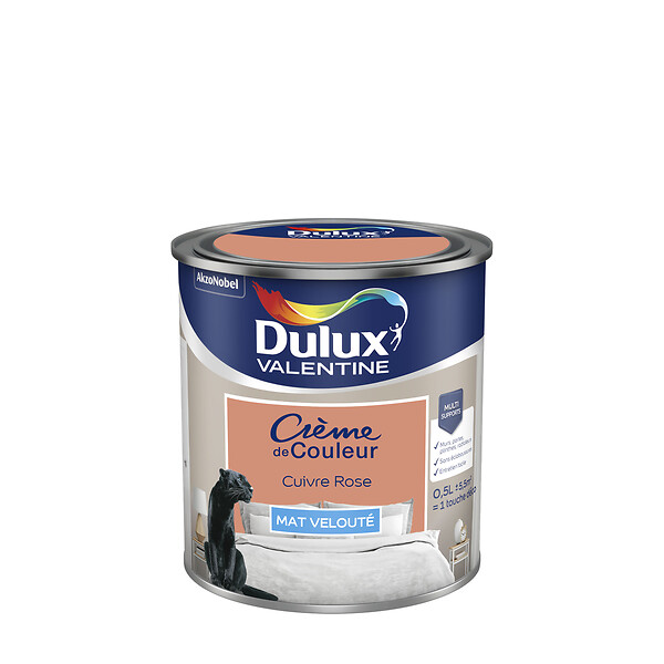 DULUX VALENTINE - Peinture Crème de Couleur - Cuivre Rose - Mat - 0,5L - large