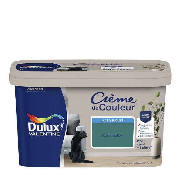 DULUX VALENTINE - Peinture Crème de Couleur - Eucalyptus - Mat - 2,5L - large