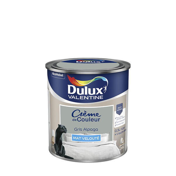 DULUX VALENTINE - Peinture Crème de Couleur - Gris Alpaga - Mat - 0,5L - large
