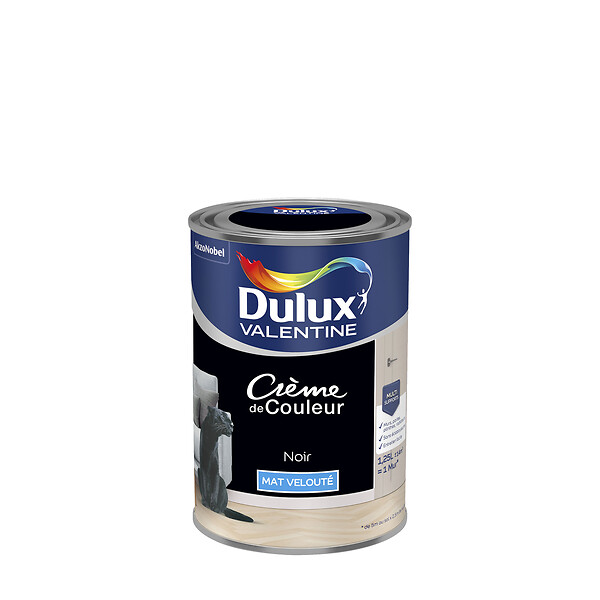 DULUX VALENTINE - Peinture Crème de Couleur - Noir - Mat - 1,25L - large