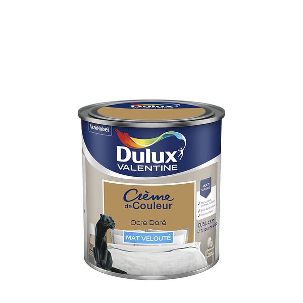 DULUX VALENTINE - Peinture Crème de Couleur - Ocre Doré - Mat - 0,5L - large