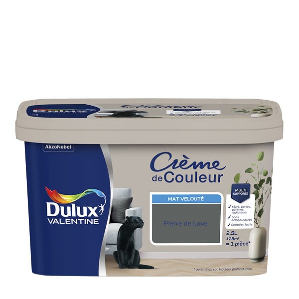 DULUX VALENTINE - Peinture Crème de Couleur - Pierre de Lave - Mat - 2,5L - large