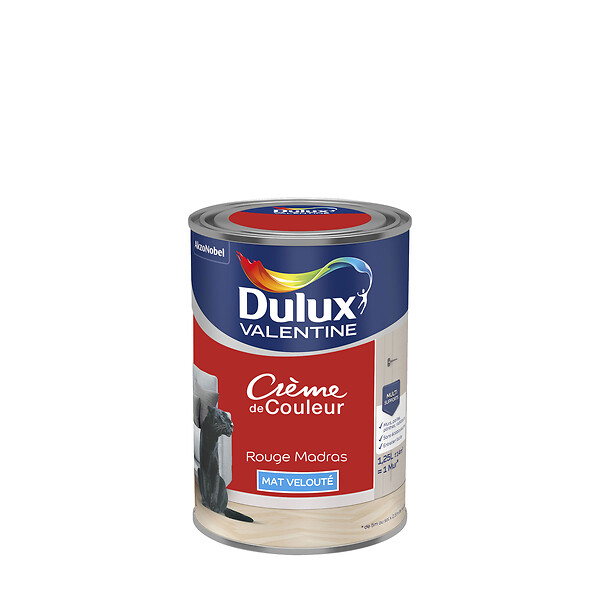 DULUX VALENTINE - Peinture Crème de Couleur - Rouge Madras - Mat - 1,25L - large