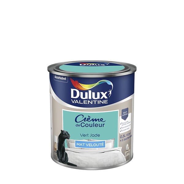 DULUX VALENTINE - Peinture Crème de Couleur - Vert Jade - Mat - 0,5L - large