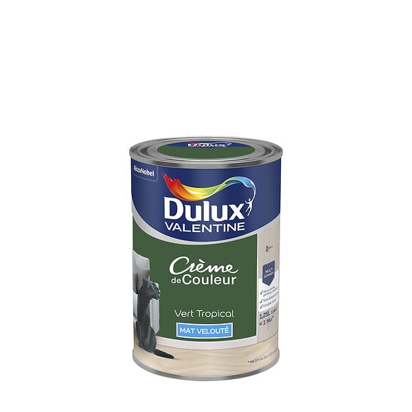 DULUX VALENTINE - Peinture Crème de Couleur - Vert Tropical - Mat - 1,25L - large