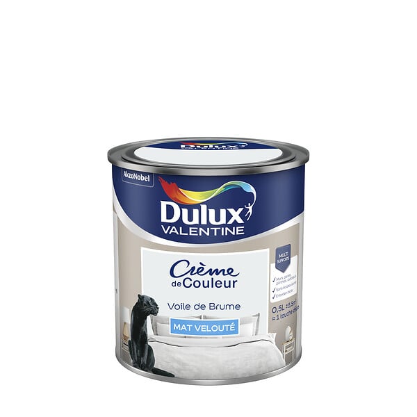 DULUX VALENTINE - Peinture Crème de Couleur - Voile de Brume - Mat - 0,5L - large