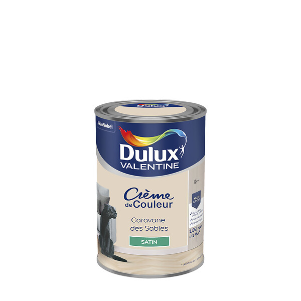 DULUX VALENTINE - Peinture Crème de Couleur - Caravane Sables - Satin - 1,25L - large