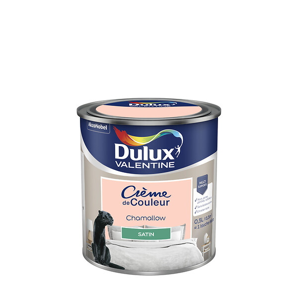 DULUX VALENTINE - Peinture Crème de Couleur - Chamallow - Satin - 0,5L - large