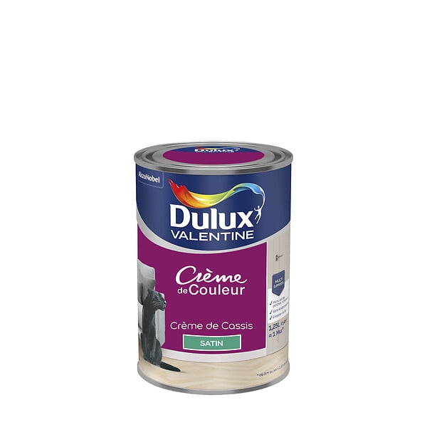 DULUX VALENTINE - Peinture Crème de Couleur - Crème de Cassis - Satin - 1,25L - large