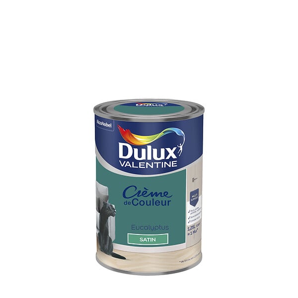 DULUX VALENTINE - Peinture Crème de Couleur - Eucalyptus - Satin - 1,25L - large