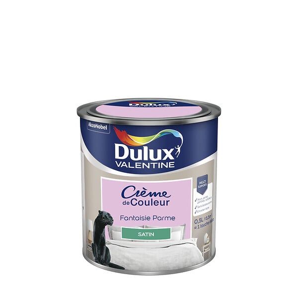 DULUX VALENTINE - Peinture Crème de Couleur - Fantaisie Parme - Satin - 0,5L - large