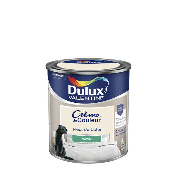 DULUX VALENTINE - Peinture Crème de Couleur - Fleur de Coton - Satin - 0,5L - large