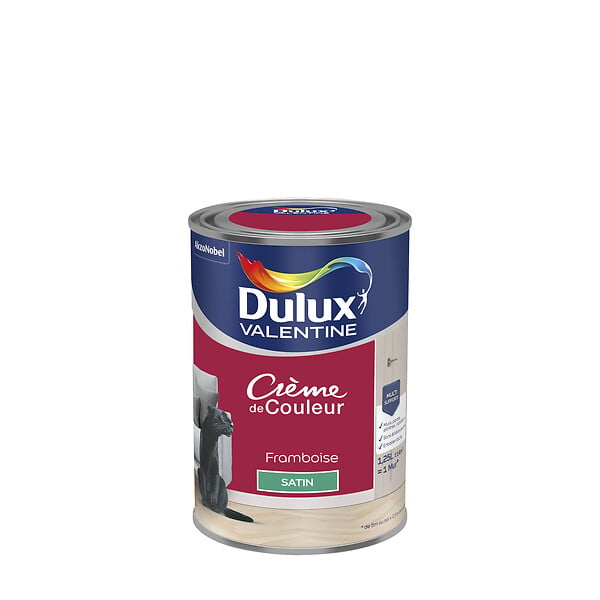 DULUX VALENTINE - Peinture Crème de Couleur - Framboise - Satin - 1,25L - large