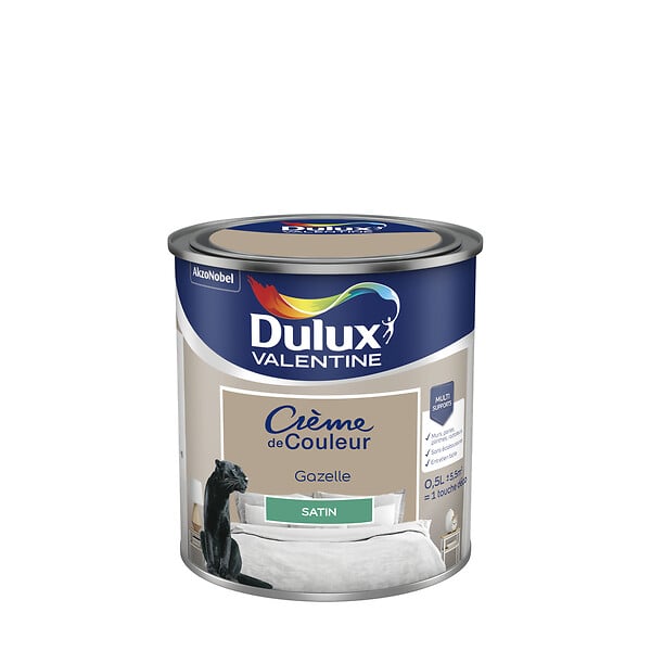 DULUX VALENTINE - Peinture Crème de Couleur - Gazelle ® - Satin - 0,5L - large
