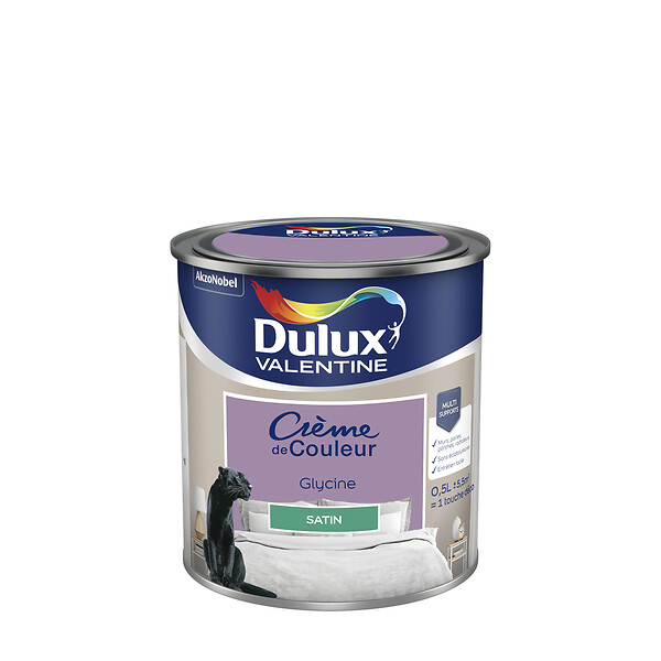 DULUX VALENTINE - Peinture Crème de Couleur - Glycine - Satin - 0,5L - large