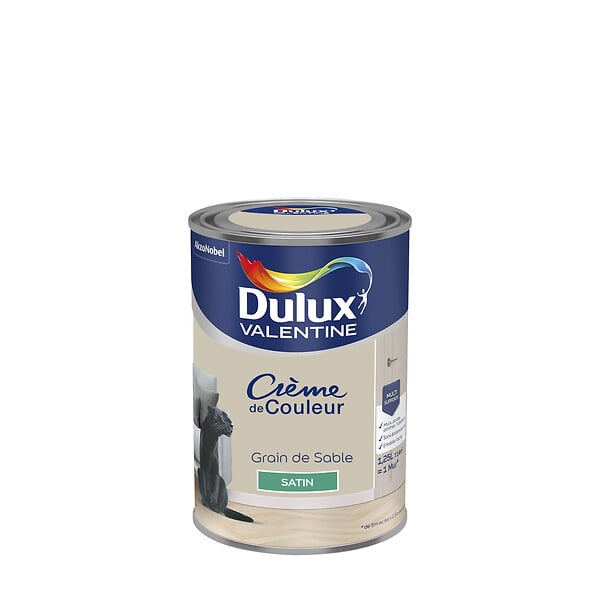 DULUX VALENTINE - Peinture Crème de Couleur - Grain de Sable - Satin - 1,25L - large