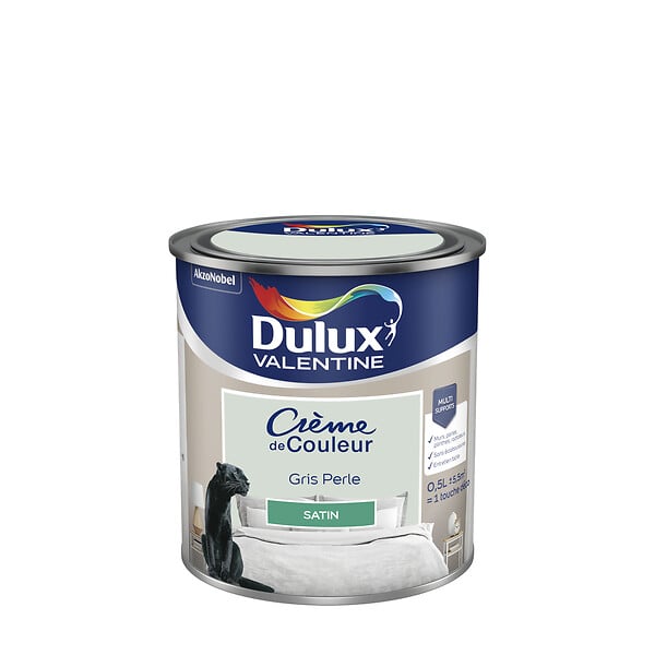 DULUX VALENTINE - Peinture Crème de Couleur - Gris Perle - Satin - 0,5L - large