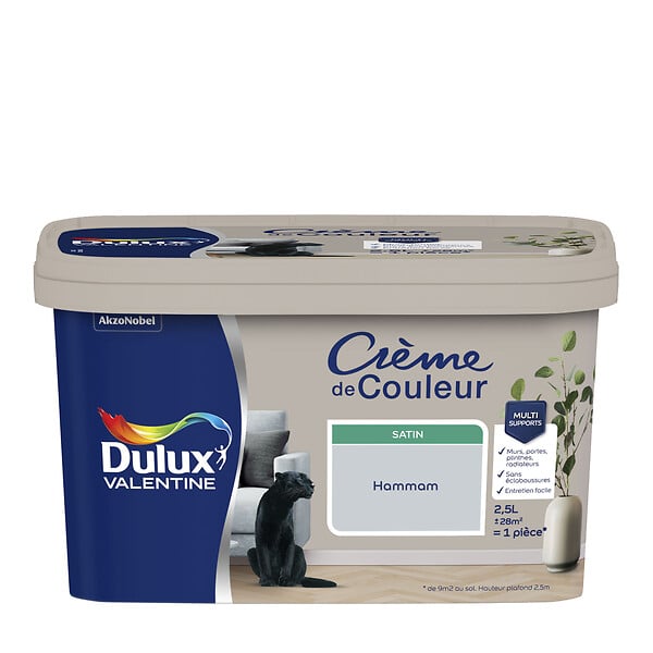 DULUX VALENTINE - Peinture Crème de Couleur - Hammam - Satin - 2,5L - large