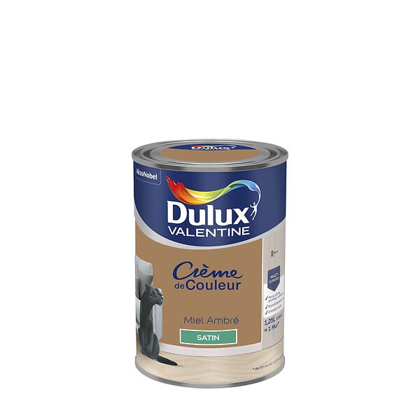 DULUX VALENTINE - Peinture Crème de Couleur - Miel Ambré - Satin - 1,25L - large