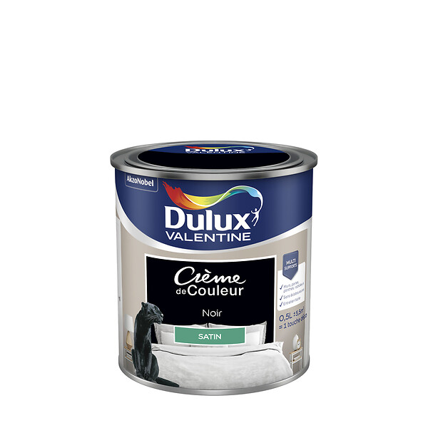 DULUX VALENTINE - Peinture Crème de Couleur - Noir - Satin - 0,5L - large