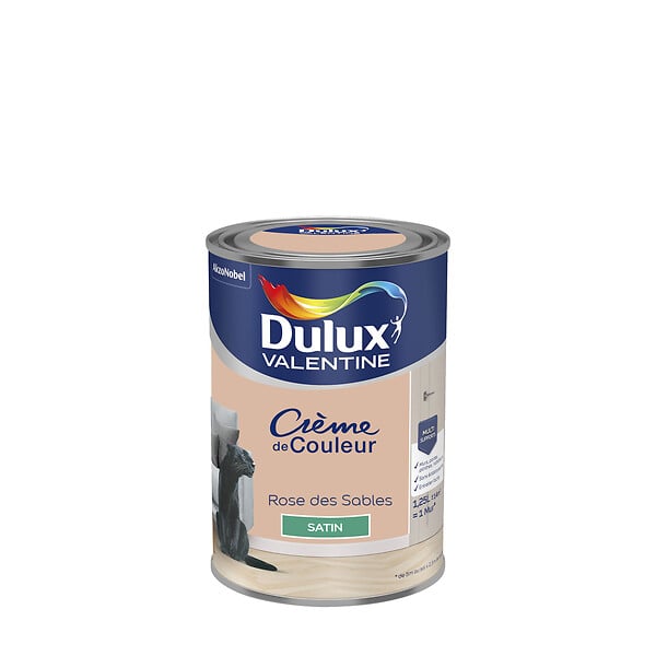 DULUX VALENTINE - Peinture Crème de Couleur - Rose des Sables - Satin - 1,25L - large