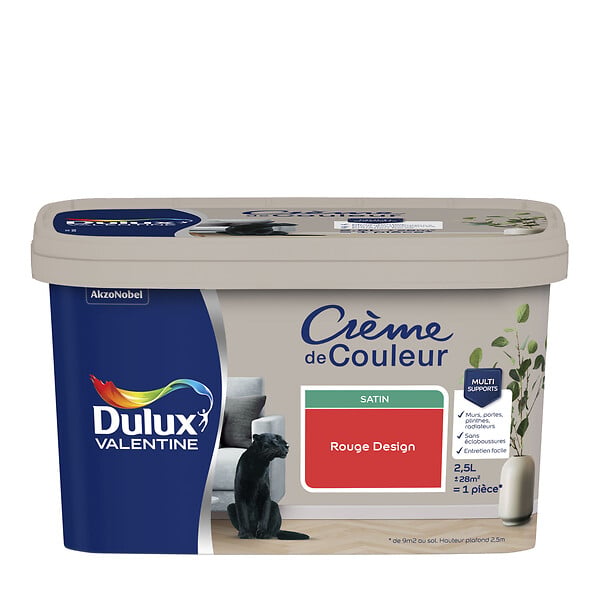 DULUX VALENTINE - Peinture Crème de Couleur - Rouge Design - Satin - 2,5L - large