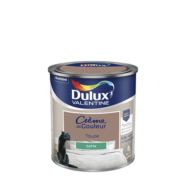 DULUX VALENTINE - Peinture Crème de Couleur - Taupe - Satin - 0,5L - large