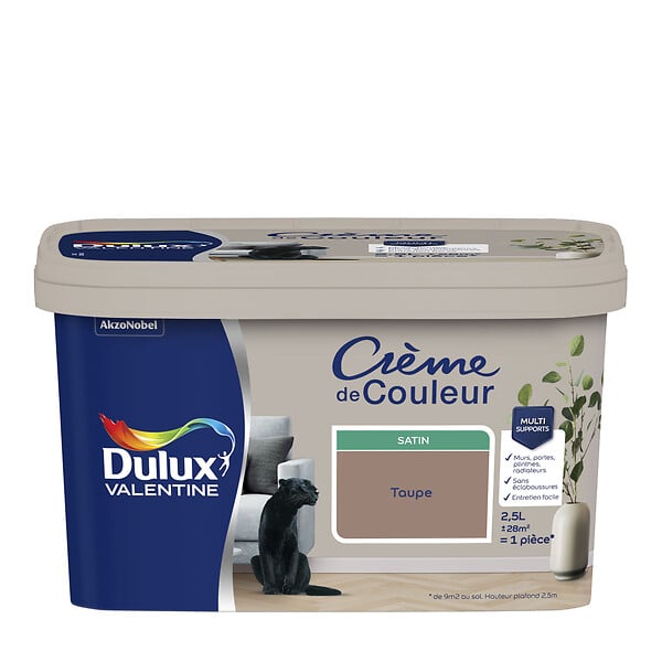 DULUX VALENTINE - Peinture Crème de Couleur - Taupe - Satin - 2,5L - large