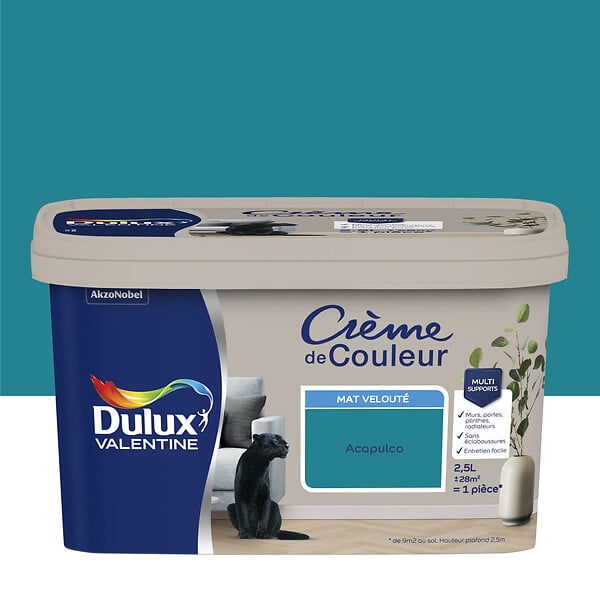 DULUX VALENTINE - Peinture Crème de Couleur - Acapulco - Mat - 2,5L - large