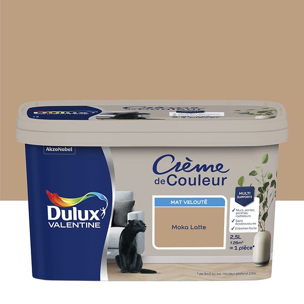 DULUX VALENTINE - Peinture Crème de Couleur - Mokka Latte - Mat - 2,5L - large