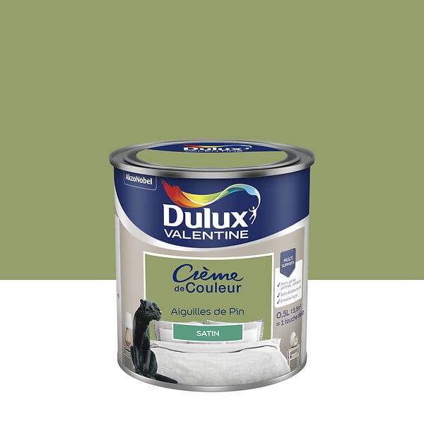 DULUX VALENTINE - Peinture Crème de Couleur - Aiguilles de Pin - Satin - 0,5L - large